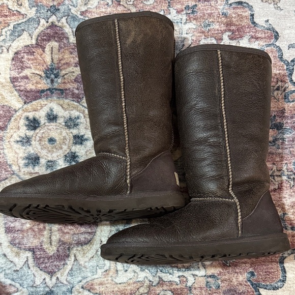 UGG Dark Brown Leather Boots - Picture 7 of 8